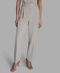 Bcbg Women's Pinstripe Pleated Mid Rise Pants