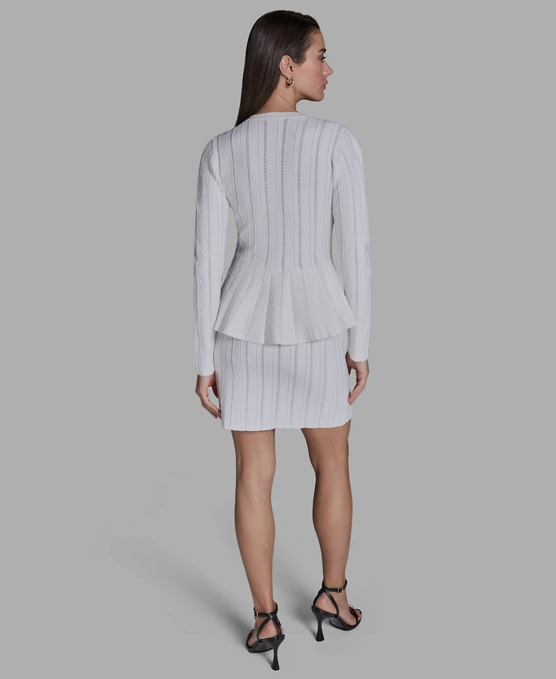 Bcbg Women's Long-Sleeve Button-Front Peplum Top