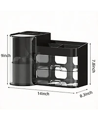 Yigii Elegant Makeup Organizer with Rotating Brush Holder & Drawers for Vanity Storage