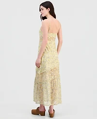 Hippie Rose Juniors' Floral Mesh Lace-Inset Dress