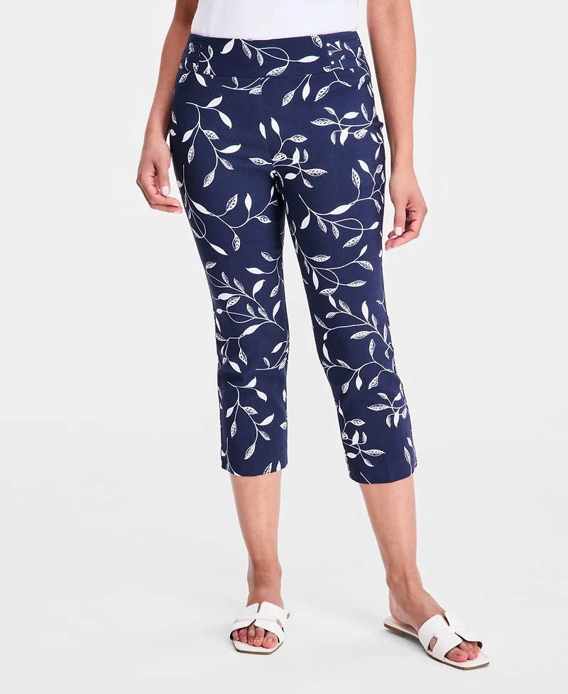 Jm Collection Women's Printed Pull-On Capri Pants