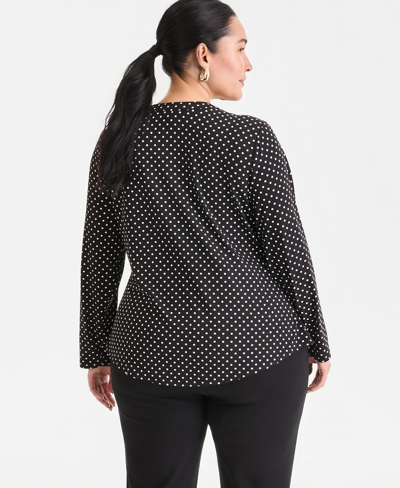 I.n.c. International Concepts Plus Split-Neck Top, Macy's Exclusive