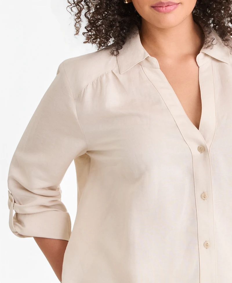 I.n.c. International Concepts Plus Linen-Blend Tunic, Exclusively at Macy's