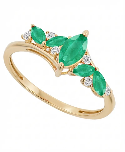 Macy's Emerald (7/8 ct. t.w.) and Diamond (1/10 Ring 14k Yellow Gold (Also Available Sapphire, Ruby)