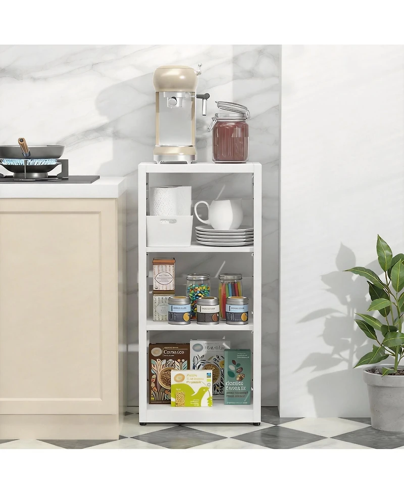 Yigii Adjustable Metal Bookshelf with 3-Side Protection - White