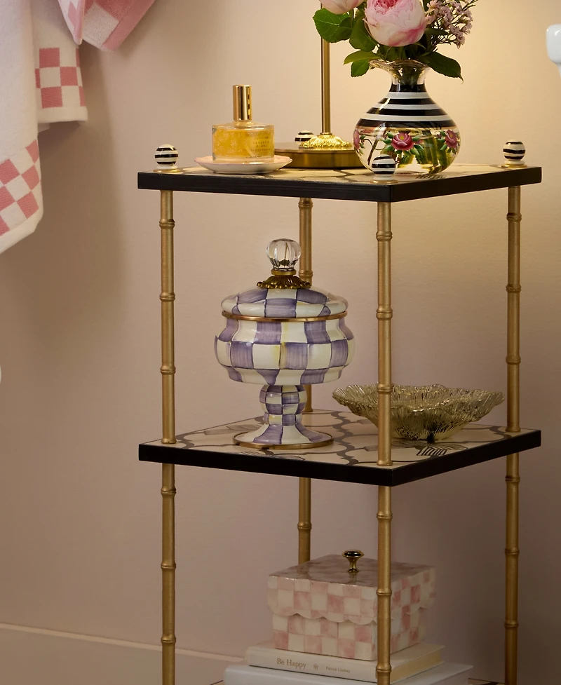 MacKenzie-Childs Violet Check Handmade Curiosity Pot