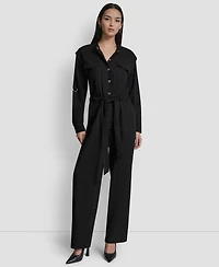 Dkny Women's Adjustable Waist Crewneck Jumpsuit