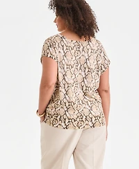 I.n.c. International Concepts Plus Printed Wide-Neck Dolman-Sleeve Sweater, Created for Macy's