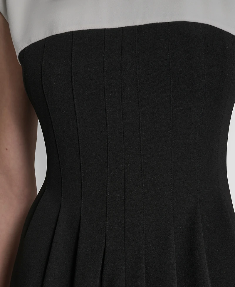 Dkny Petite Colorblock Jewel Neck Dress