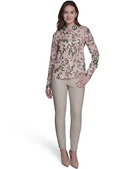 Tommy Hilfiger Women's Slim Fit Floral Collared Blouse