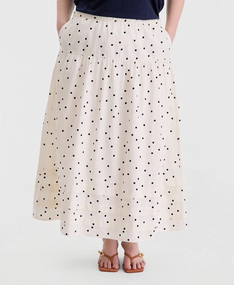 On 34th Trendy Plus Size Dot Print Maxi Skirt, Macy's Exclusive