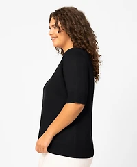 Melissa Paige Plus Whip Stitch Elbow-Sleeve Knit Sweater, Macy's Exclusive