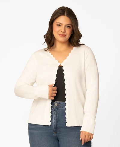 Melissa Paige Plus Size Scalloped Trim Button Front Cardigan, Macy's Exclusive