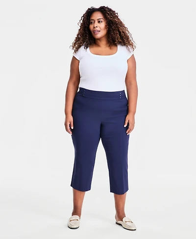 Jm Collection Plus Tummy Control Pull-On Capri Pants, Exclusively at Macy's