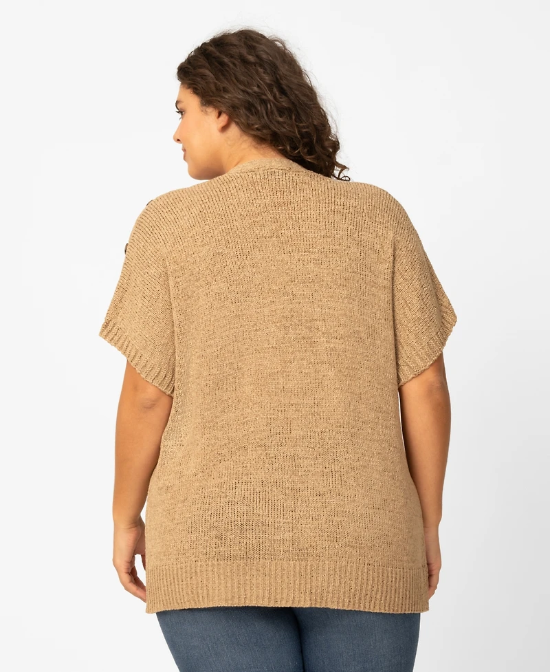 Melissa Paige Plus Button Shoulder Flyaway Open Front Cardigan, Macy's Exclusive