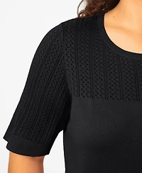 Melissa Paige Plus Mixed Cable Round Hem Crewneck Sweater, Macy's Exclusive