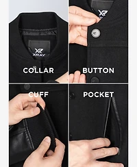 Xray Boy's Wool Varsity Bomber Jacket With Grainy Pu Sleeves