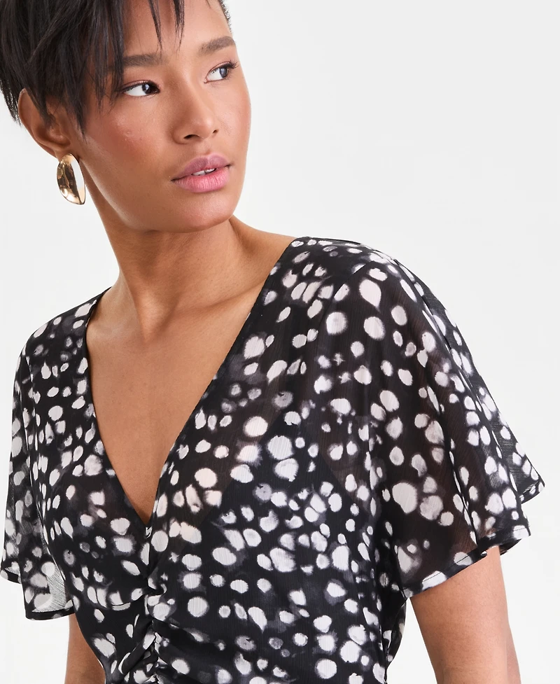 I.n.c. International Concepts Women's Printed Ruched Midi Dress, Macy's Exclusive