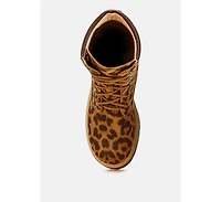 Ujola High Ankle Leopard Print Suede Boots