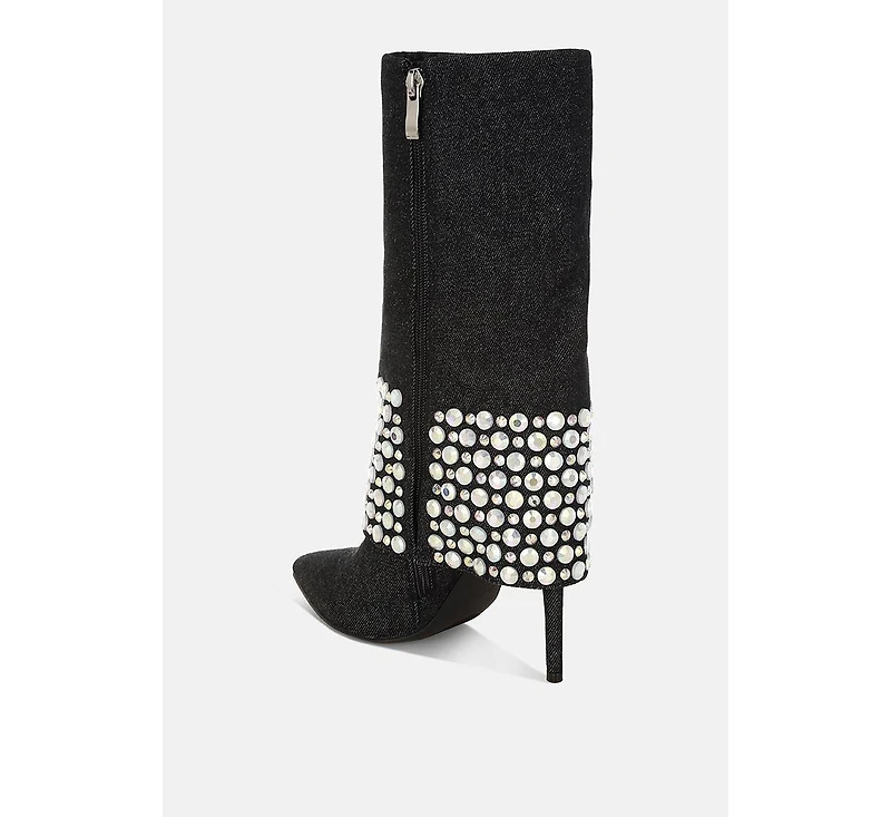 Basso Party Diamante Studded Stiletto Boots Women
