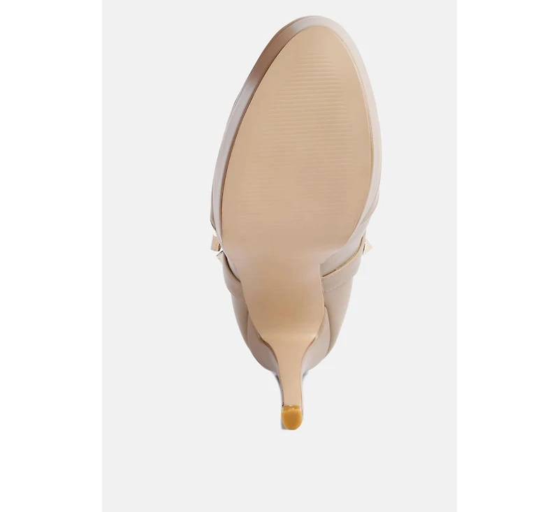 Dejang Metal Stud Embellished Faux Leather Ankle Boot