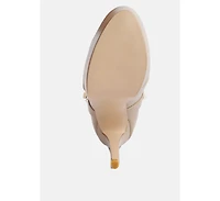 Dejang Metal Stud Embellished Faux Leather Ankle Boot