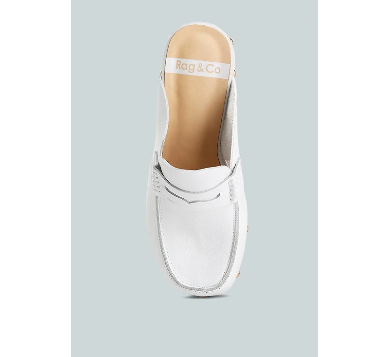Lyrac Recycled Leather Platform Clogs White