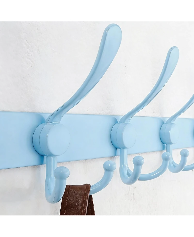 Yigii 8-Triple Hook Heavy Duty Blue Coat Rack for Entryways