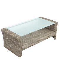 Flynama 4 Piece U Style All Weather Wicker Patio Conversation Set with Sectional Sofa Ottoman Cushions