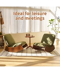 Flynama Corduroy Retro Striped Glider Rocking Chair Solid Wood Frame Accent Reading Chair for Bedroom Living Room Nursery