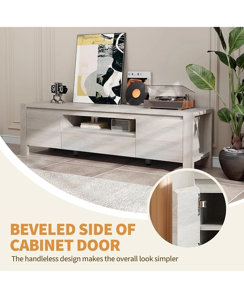 gaomon Tv Stand with Doors and Cabinet, Farmhouse Entertainment Center, for TVs Up to 70"