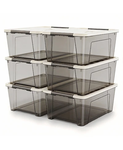 Yigii 5 Quart Black Clear Storage Bins with Latches for Small Spaces