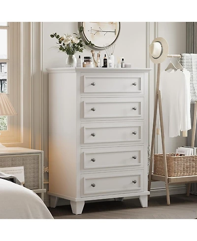 gaomon 5 Drawer Dresser for Bedroom, of Chest with Metal Handles, Tv Stand, Closet Organizers and Storage Clothes