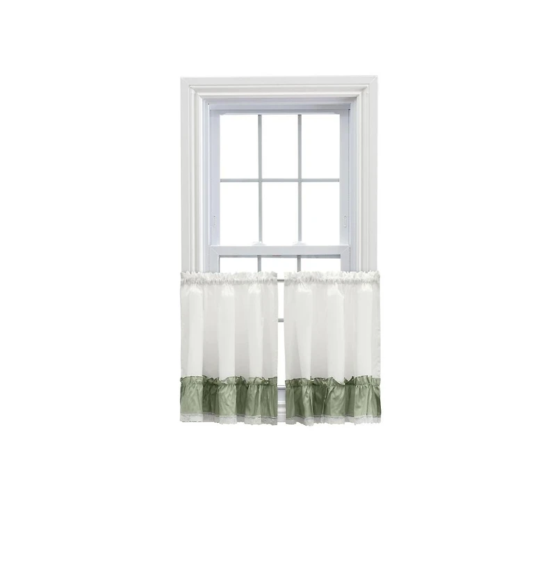 Ellis Curtain Madelyn Ruflled Victorian 1.5" Rod Pocket Window Curtain Tiers 82"x45