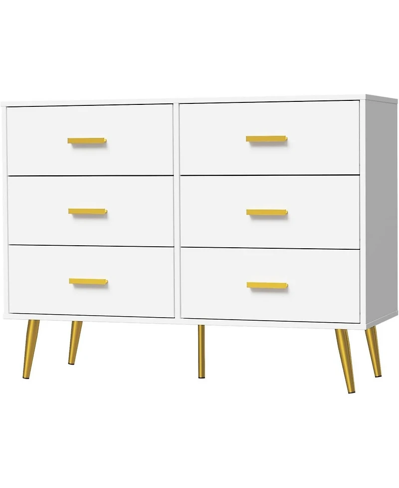 gaomon Console Table with 6-Drawer,Tall Dresser for Bedroom, Storage Dresser Organizer Units for Closet Living Room Hallway