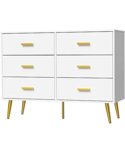 gaomon Console Table with 6-Drawer,Tall Dresser for Bedroom, Storage Dresser Organizer Units for Closet Living Room Hallway