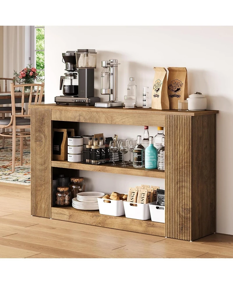 Tribesigns 55-Inch Long Farmhouse Console Table, 3-Tier Wood Sofa Table with Storage Shelves for Living Room, Entryway, Behind Couch, Hallway