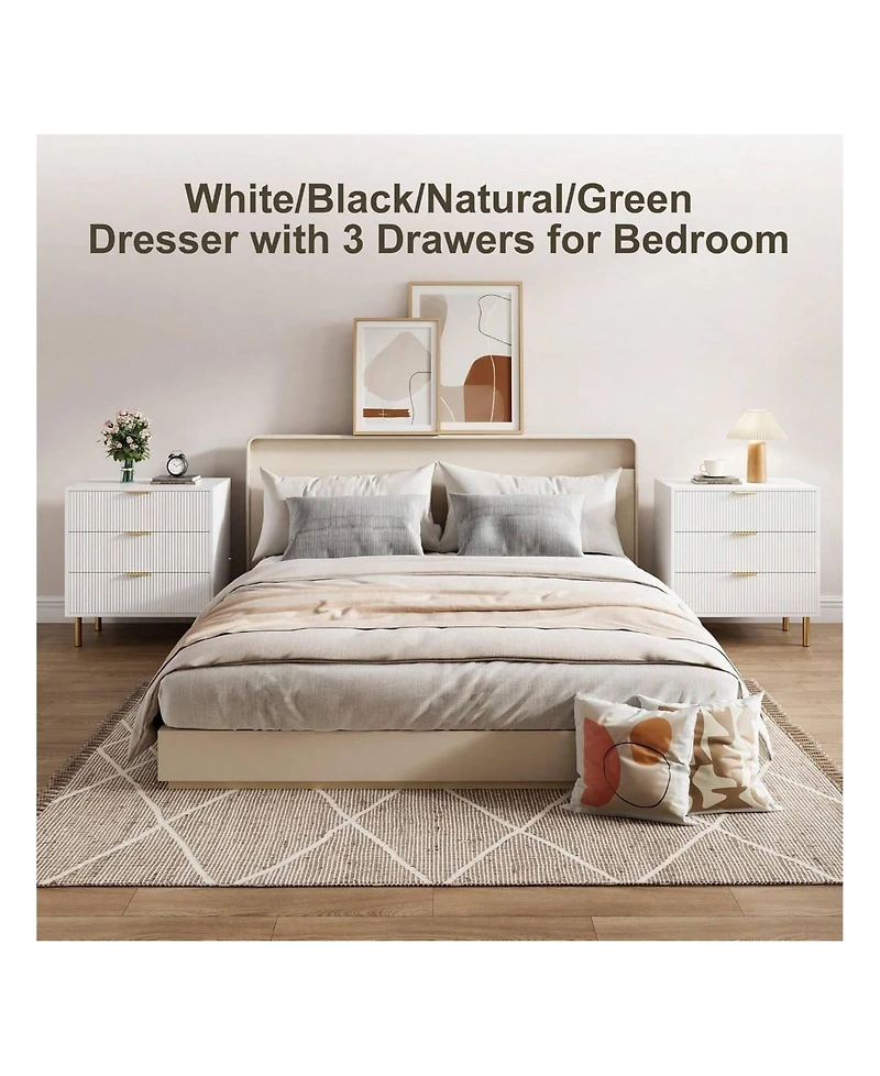 gaomon 3-Drawer Wood Dresser Chest, Large Modern Nightstand Storage Organizer for Bedroom Clothes