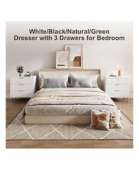 gaomon 3-Drawer Wood Dresser Chest, Large Modern Nightstand Storage Organizer for Bedroom Clothes