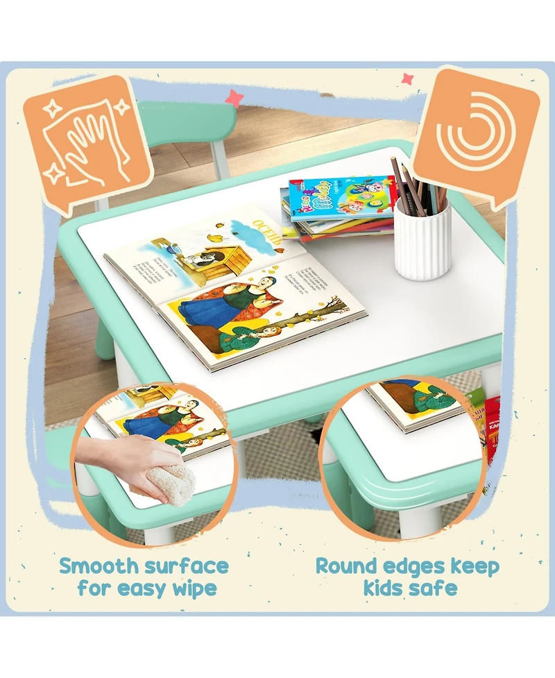 Hongge Height Adjustable Toddler Table and Chair Set with Storage Box