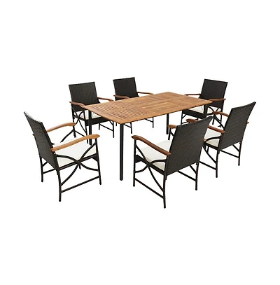 Mondawe Outdoor Dining Set with Acacia Wood Table