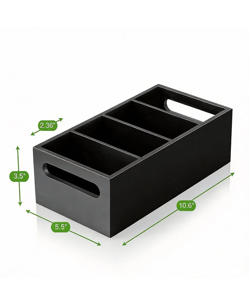 Yigii Wooden Pantry Organizer with 4 Slots for Dressings, Seasonings, and Snacks