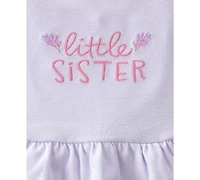 Carter's Baby Girls' 'Little Sister' Printed Short-Sleeve Bodysuit & Pants, 2-Piece Set