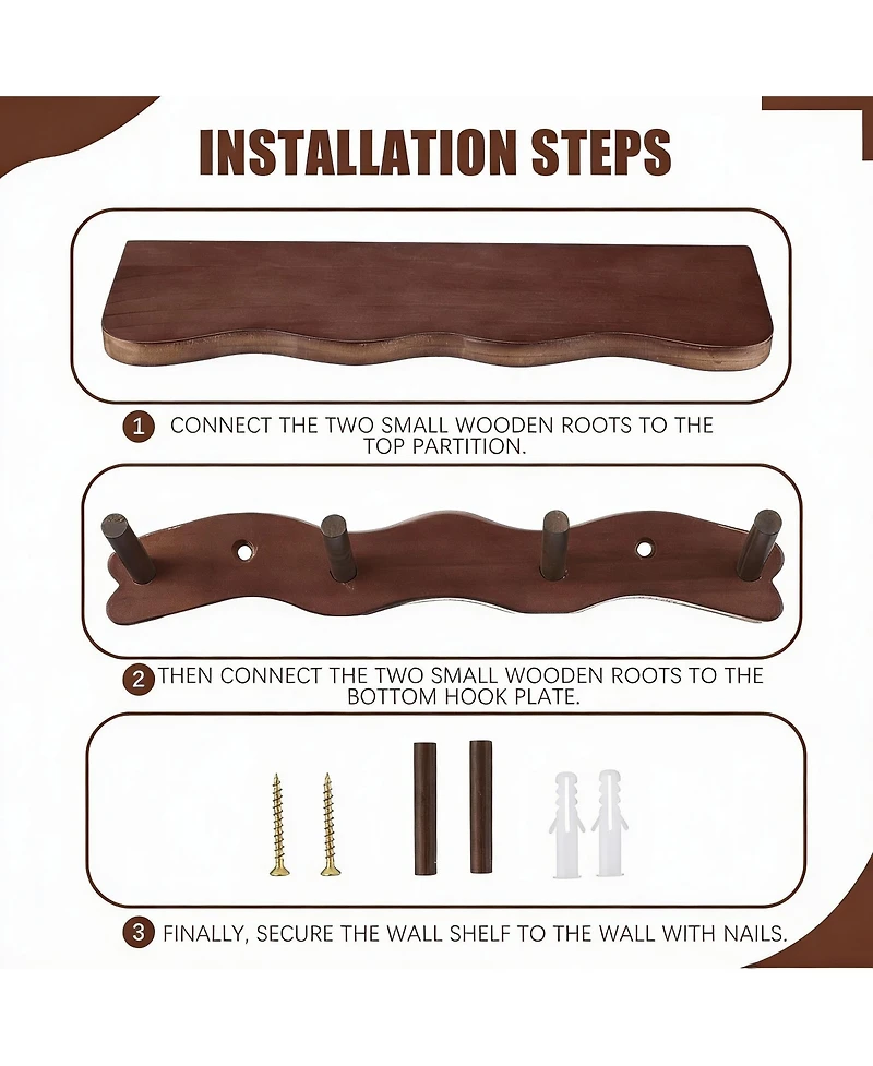 Yigii Wavy Wall Rack & Shelf for Small Spaces