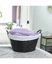 Household Essentials Round Wicker Laundry Basket with Handles