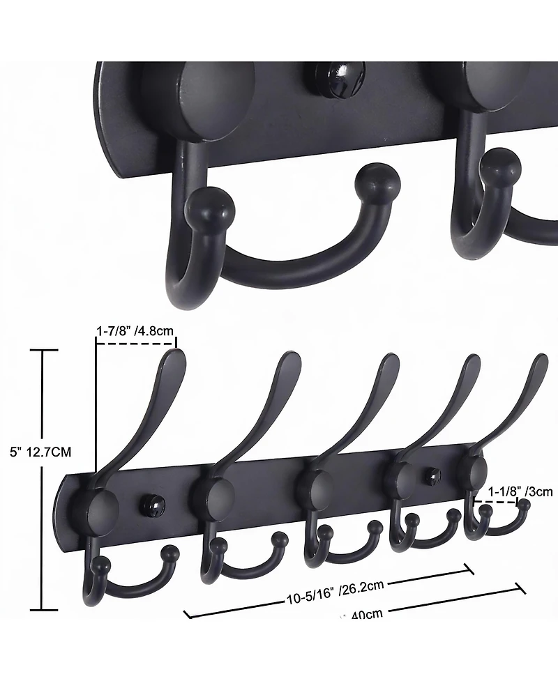 Yigii Stainless Steel 5-Tri Hook Wall Rack for Coats, Hats, Towels, Purse, Scarfs, Robes