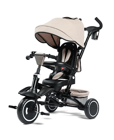 Kinder King 7-in-1 Toddler Tricycle Stroller with Adjustable Handle, Rotating Seat & Canopy