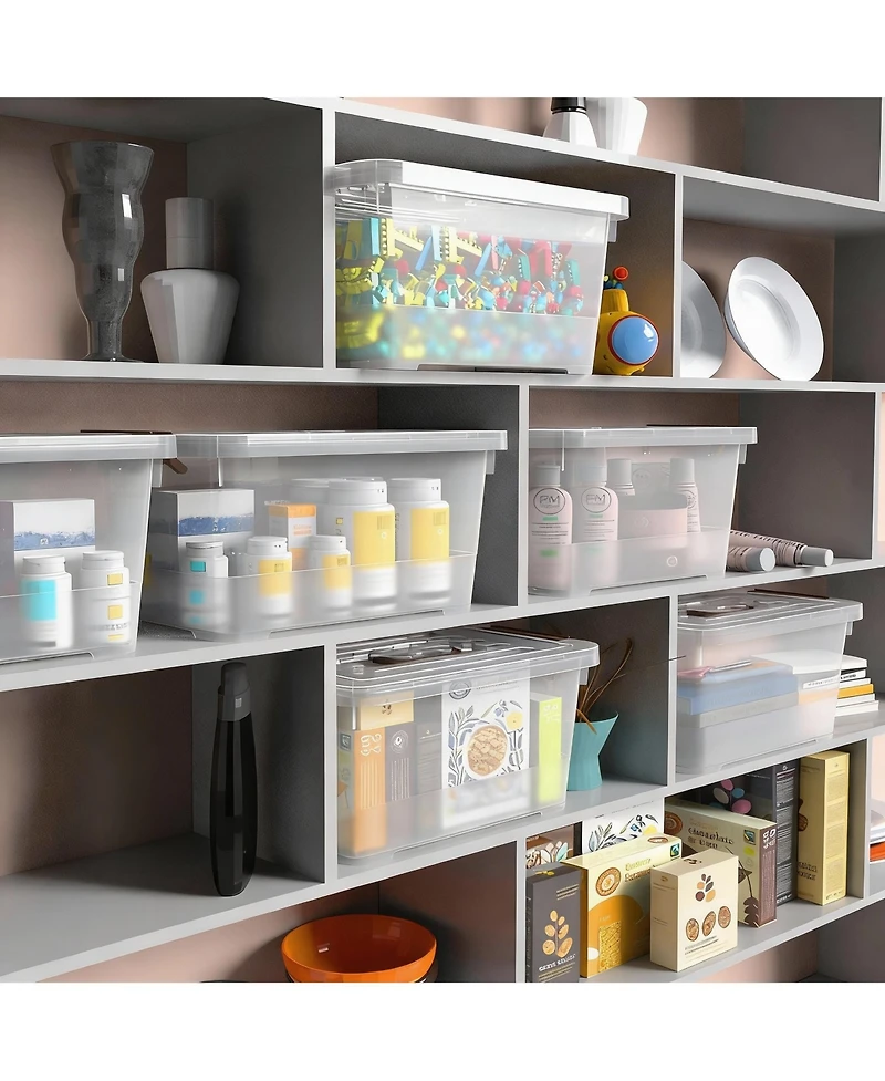 Yigii 6-Pack Clear 7 Quart Stackable Storage Bins with Latches