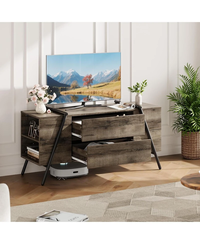 gaomon Tv Stand for 60/55/50/45 Inch Tv, 47" Mid Century Modern Entertainment Center for Living Room, Bedroom