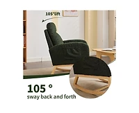 Flynama Modern Accent Upholstered Nursery Glider Rocking Chair with Solid Wood Legs Side Pocket High Backrest 300LBS Capacity for Living Room